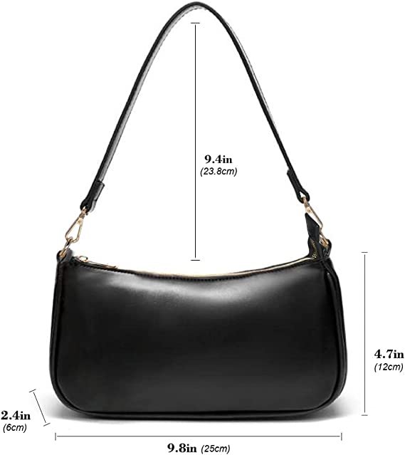 Shoulder Bag for Women Retro Vegan Leather Classic Clutch Tote HandBags Purses with Zipper Closure