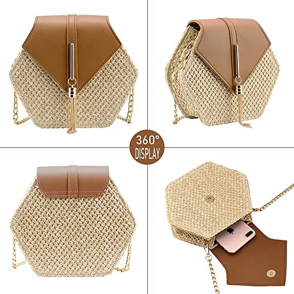 Women's Crossbody Bag Cute Straw Shoulder Bag