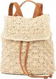 Women's Fashion, Natural Beige Crochet Woven Small Backpack
